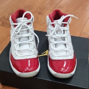 Jordan 11 Retro Red and White Unisex Sneakers
